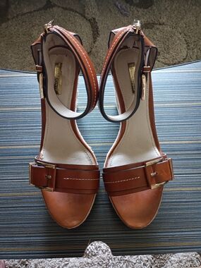 Louise et Cie Tan Leather Ankle-Strap Espadrille Sandals